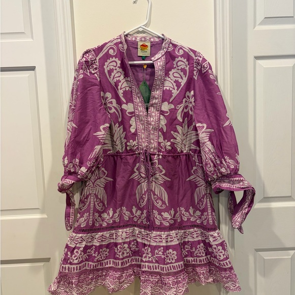 Lilac Sweet Garden Mini Dress - Farm Rio - Size Large - Picture 6 of 6